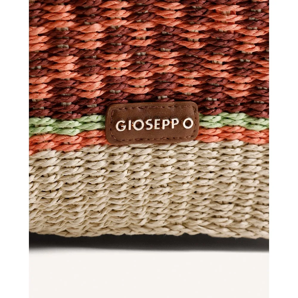 Bolso capazo efecto rafia con estampado multicolor y dos asas extraíbles - Gioseppo - FashionsVida