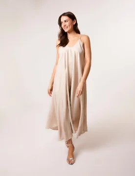 V Neck Diamante Dress - M/L / STONE - female - Blue Vanilla - FashionsVida