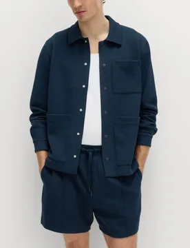 Cotton Rich Pique Shorts Navy male - M&S - FashionsVida
