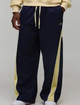 Herren Weite Jogginghose Mit Einsätzen Aus Trikot Navy Größe Large - boohooMAN - FashionsVida