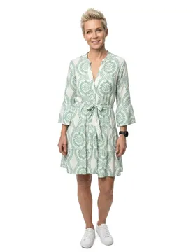 Robe Courte à Manches 3/4 Melba Snow White / Holly Green XL