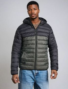 Giacca puffer trapuntata con cappuccio - khaki