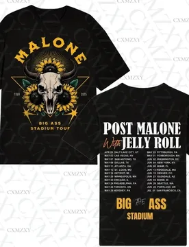 Big Ass Stadium Malone Post Malone Jelly Roll Tour 2025 Concert T-Shirt Unisex T-Shirt Summer Casual Print T-Shirt y2k Harajuku - Aliexpress - FashionsVida