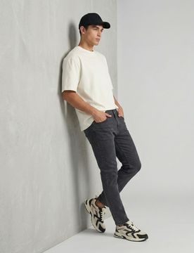 Jeans slim fit con effetto lavaggio - nero