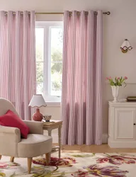 Cornish Chenille Striped Eyelet Curtains Red Mix