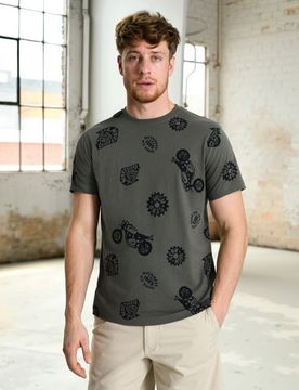 Maglietta con stampa all-over - khaki