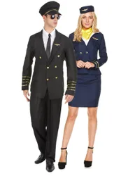 Fly High Piloten Stewardess Paarkostüm