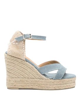 Bruna Light Blue Wedge Sandals In Jute
