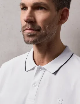 Street One Basic Piqué Poloshirt mit Kontrastdetail male Weiß - Street One MEN - FashionsVida