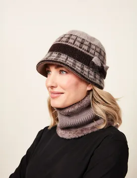 Strick-Hut mit Schleife taupe - 3Pagen - FashionsVida