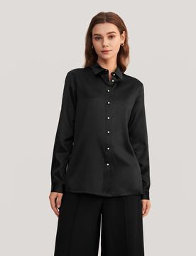 Camicia Donna in Seta Lucida con Bottoni Madreperla S