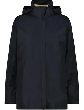 Long Zip Hood Detachab Damen Doppeljacke, schwarz D42