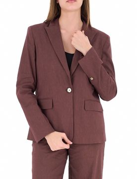 Pinko Blazer misto lino MARRONE 40