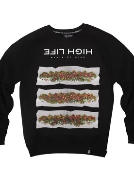 Felpa Girocollo Uomo Sweatshirt Crewneck "high Life" Black Unico - 5TATE OF MIND - FashionsVida