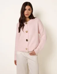 Multi Gold Button Cardigan - M/L / PINK - female