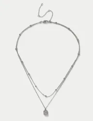 Platinum CZ Multirow Necklace Silver female