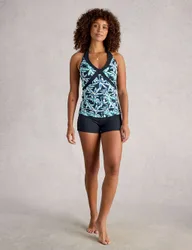 Printed Halterneck Tankini Top Navy Mix female