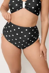 Women's Super High Waisted Polka Dot Bikini Briefs in Black Size: 22 - Black - Size: 22