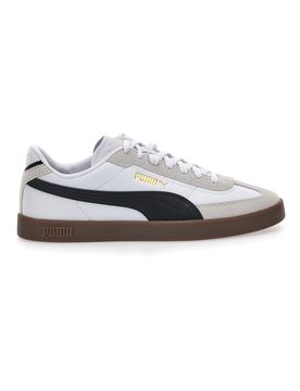 Sneakers bianche e grigie in pelle e camoscio con logo nero Club II Era 42