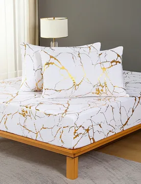 Juego de sábanas de microfibra suave y lujosa - Patrón de piedra en relieve brillante - Ropa de cama premium - 2/3 piezas (1 sábana + 1/2 funda de - Shein - FashionsVida