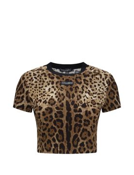 Cropped Logo Crew Neck T-Shirt (Size 40) - Short Sleeve 100% Cotton