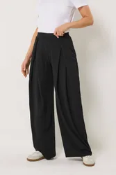Women's Tall Pleat Front Wide Leg Trousers in Black Size: 16L - Black - Size: 16L