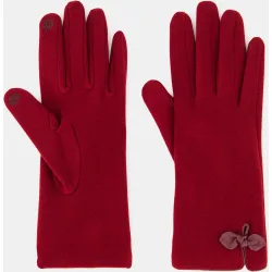 Guantes de tejido en beige con detalle de lazo