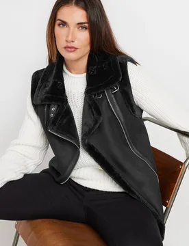 Women's Tall Aviator Gilet Jacket in Black Size: 10 - Black - Size: 10 - Long tall sally - FashionsVida