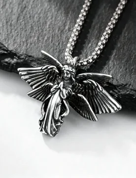 Punk Six Winged Angel Necklace for Men,High Quality Stainless Steel 3D Angle Pendant Necklace,Vintage Streetwear Jewelry Gift - Aliexpress - FashionsVida