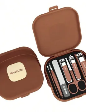 Juego de 7 piezas de cortaúñas, kit de manicura portátil a prueba de salpicaduras, recortador de uñas, cortaúñas, herramientas para el cuidado d - Shein - FashionsVida