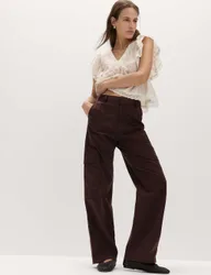 Lyocell Rich Cargo Wide Leg Trousers Chocolate female
