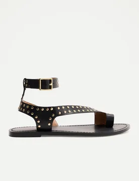 Sandalias plana mujer de piel con tachas - Green Coast - FashionsVida