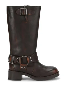 Women's 'Bonetta 003' Leather Boots in Dark Brown Size: 5 - Dark Brown - Size: 5 - Steve madden - FashionsVida