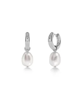 Pendientes PERLA HOOPS Large Steel plata - Edblad - FashionsVida