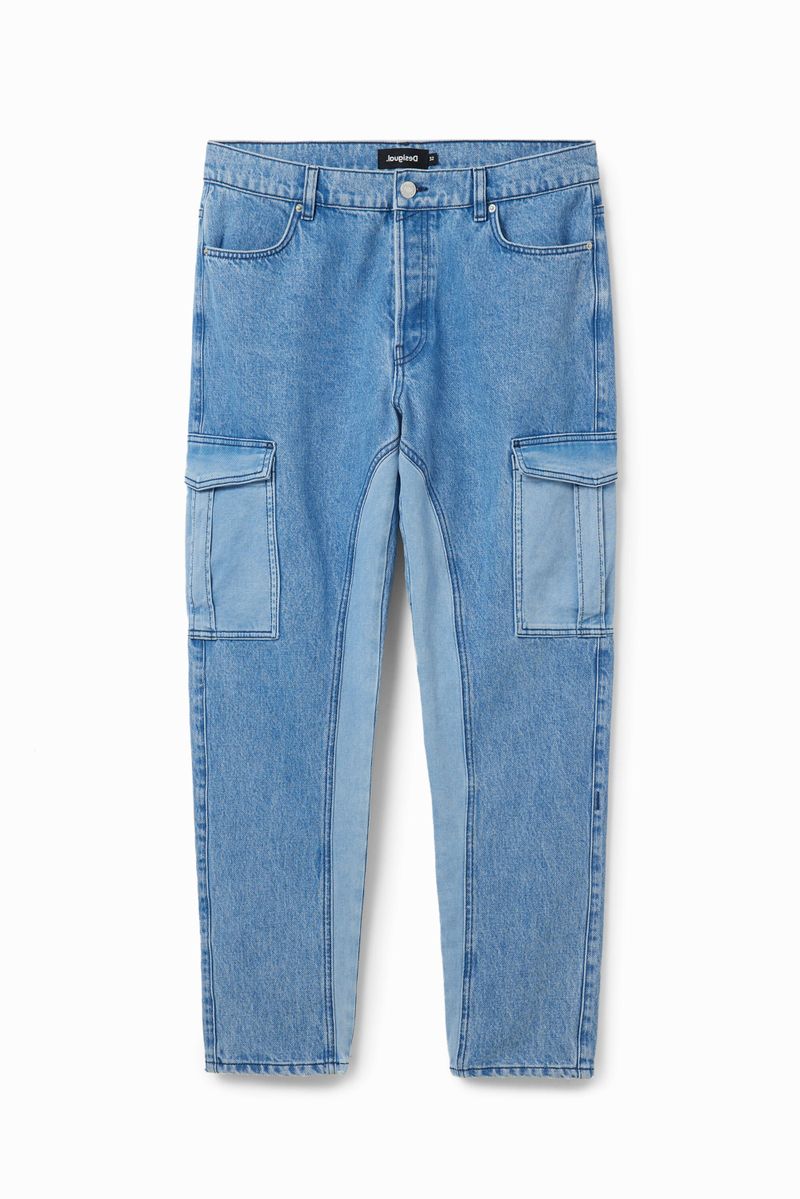 Pantalón cargo híbrido, Algodon, Azul, 28
