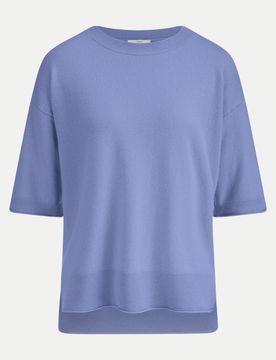 Halbarm-Pullover aus Woll-Kaschmir-Mix Blau L