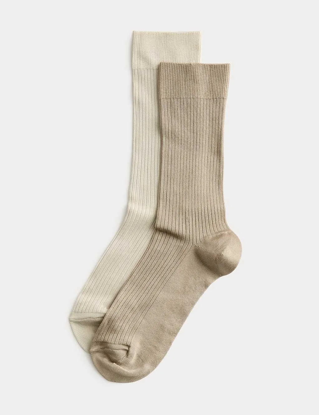 Pack Rayon Ribbed Ankle High Socks Natural female - M&S - FashionsVida