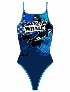 Save The Whale Thin Strap Swimsuit Navy 9-10 Years Girls - TURBO - FashionsVida