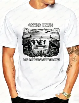 Nd Anniversary D-Day Normandy Omaha Beach 2026 T-Shirt Men's 1944-2026 Military History Cotton Casual Short Sleeve Shirt Tops - Aliexpress - FashionsVida