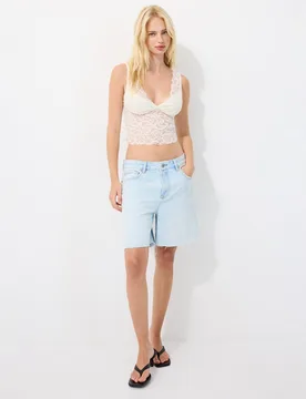Stradivarius Spitzentop Ecru XL - Stradivarius - FashionsVida