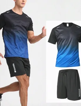 Conjunto deportivo de short y camiseta de manga corta de secado rápido con estilo de novio, ropa de entrenamiento de verano para fitness y fútbol, c - Shein - FashionsVida