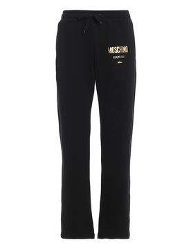 Joggers in cotone con stampa logo dorata