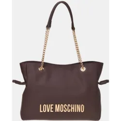 Bolso de hombro liso con detalle metálico de logo dorado