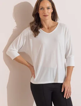 Women's Foil Spot Batwing Top in Ivory Size: Small - Ivory - Size: S - Klass. - FashionsVida