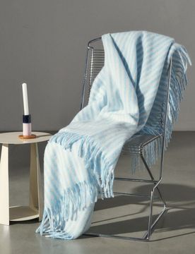Coperta con frange - azzurro