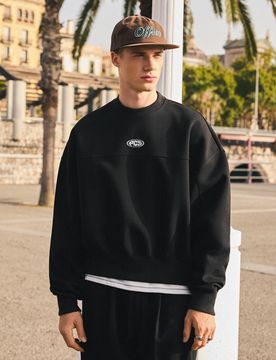 Sweat Col Rond À Patch L Noir