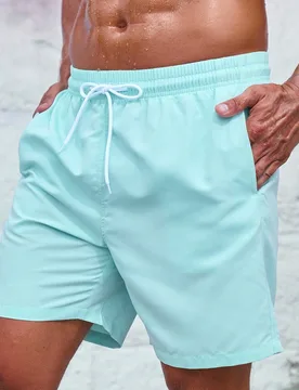 Bañador de hombre con cintura de cordón ajustable, shorts de playa, vacaciones - Shein - FashionsVida