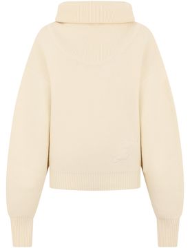 High-Neck Cropped Sweater with Wide Sleeves
