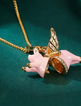 Pc Fashionable Pink Openable Enameled Pig Pendant, Women's Jewelry Cute Pig Wings Design, Metal Accessories Decor Gift - Aliexpress - FashionsVida
