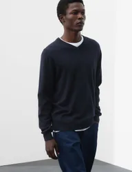 Pure Cashmere V-Neck Jumper Dark Navy male